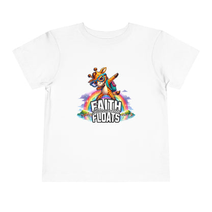 Colorful Toddler Short Sleeve Tee - Faith Floats Giraffe Design