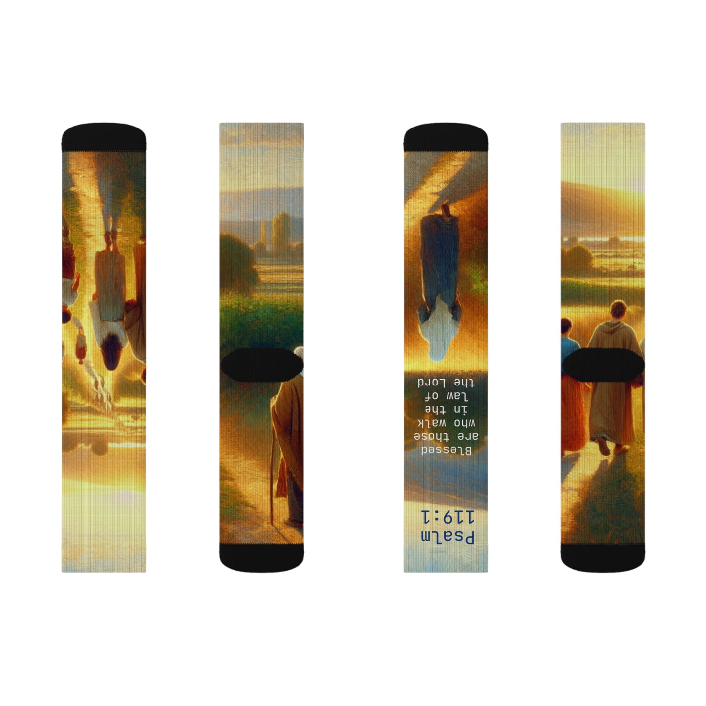 Inspirational Psalms Sublimation Socks - Unique Artistic Design for Faith and Comfort