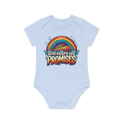 God Keeps His Promises Baby Organic Bodysuit - Rainbow Design