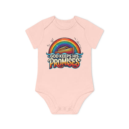 God Keeps His Promises Baby Organic Bodysuit - Rainbow Design