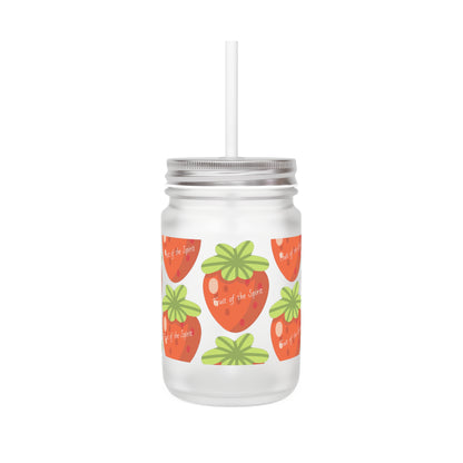 Strawberry-Themed Mason Jar with Straw - Perfect for Summer Drinks