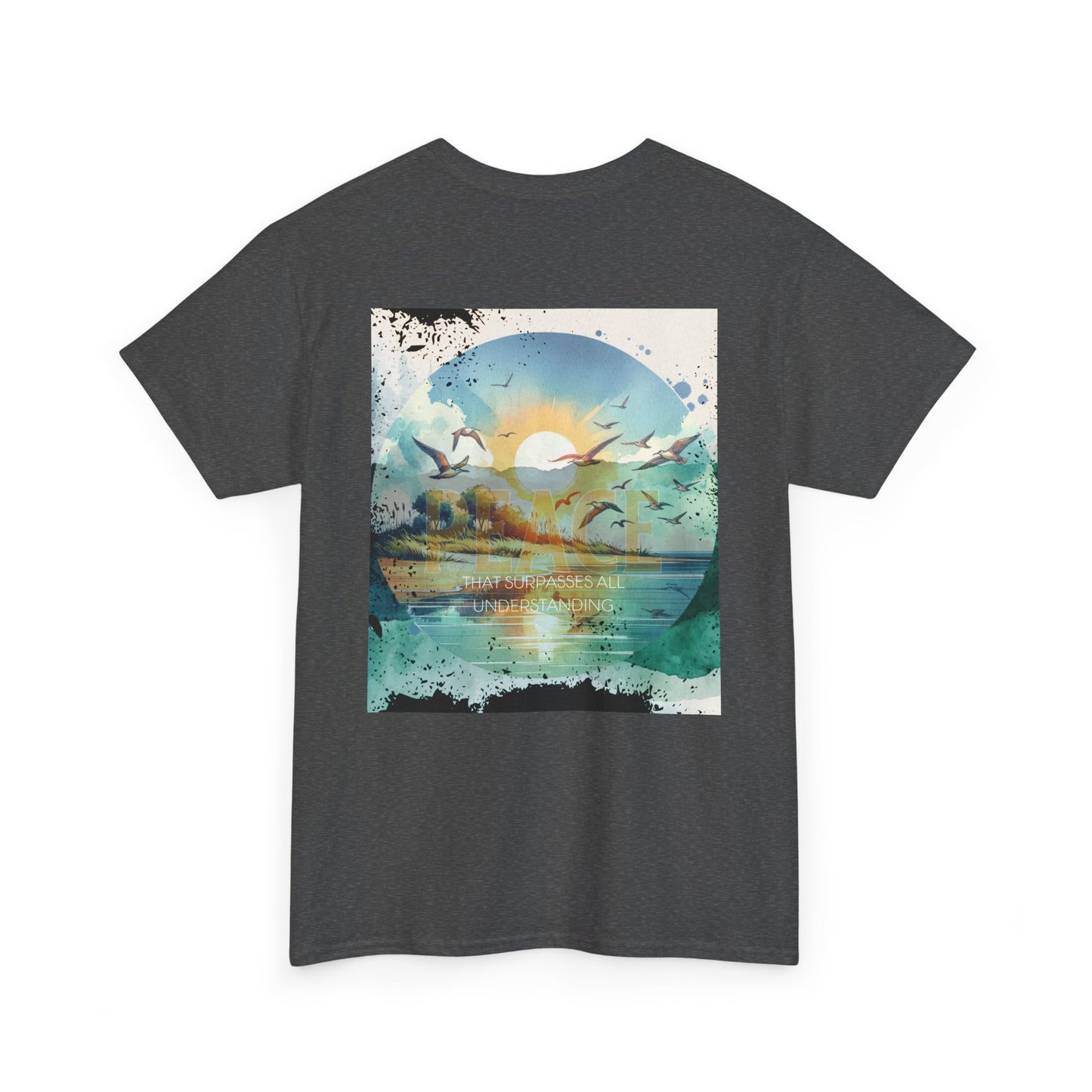 Nature-Inspired Unisex Heavy Cotton Tee with Scenic Graphic