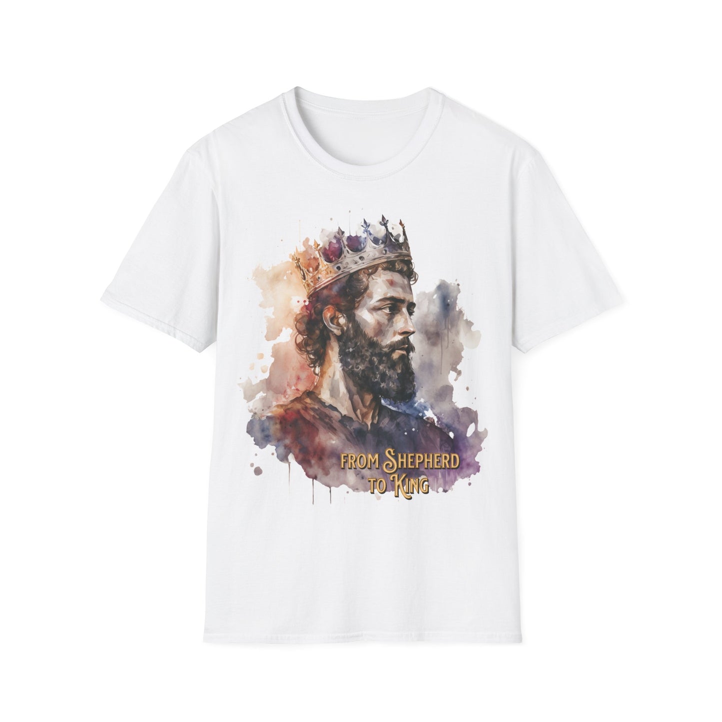 From Shepherd to King Unisex Softstyle T-Shirt - Inspirational Biblical Art