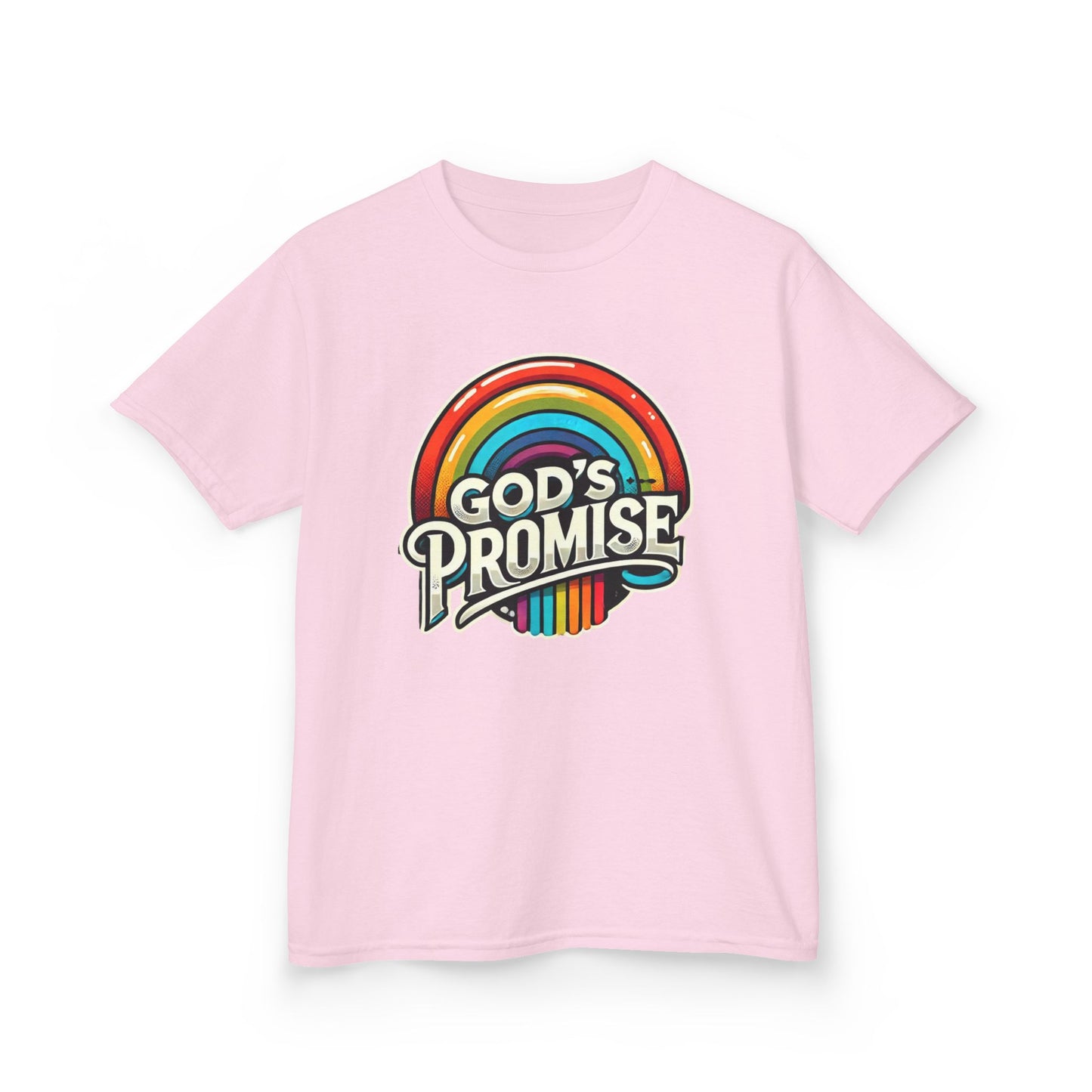 Kids Heavy Cotton Tee - God's Promise Rainbow T-Shirt