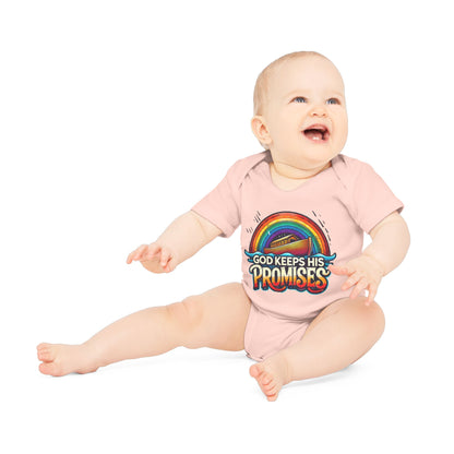 God Keeps His Promises Baby Organic Bodysuit - Rainbow Design