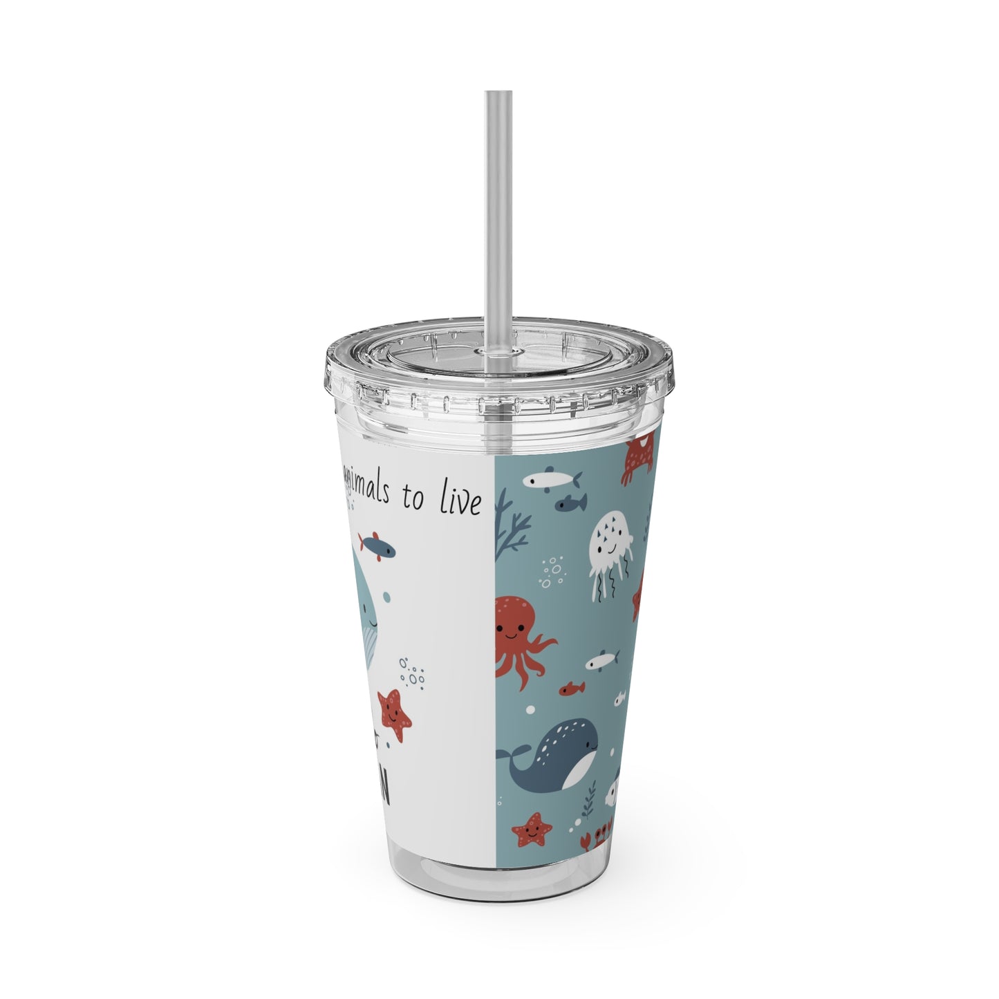 Sunsplash 16oz Tumbler with Straw - Ocean-themed Drinkware for Kids & Adults, Perfect for Summer Adventures!