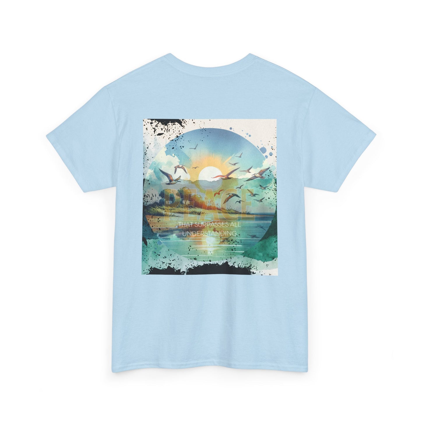 Nature-Inspired Unisex Heavy Cotton Tee with Scenic Graphic