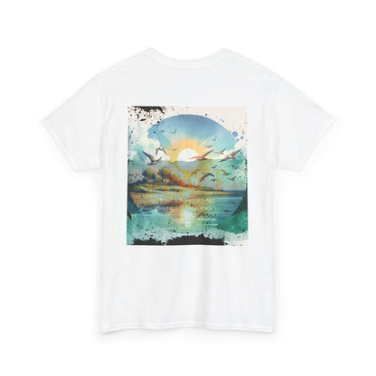 Nature-Inspired Unisex Heavy Cotton Tee with Scenic Graphic