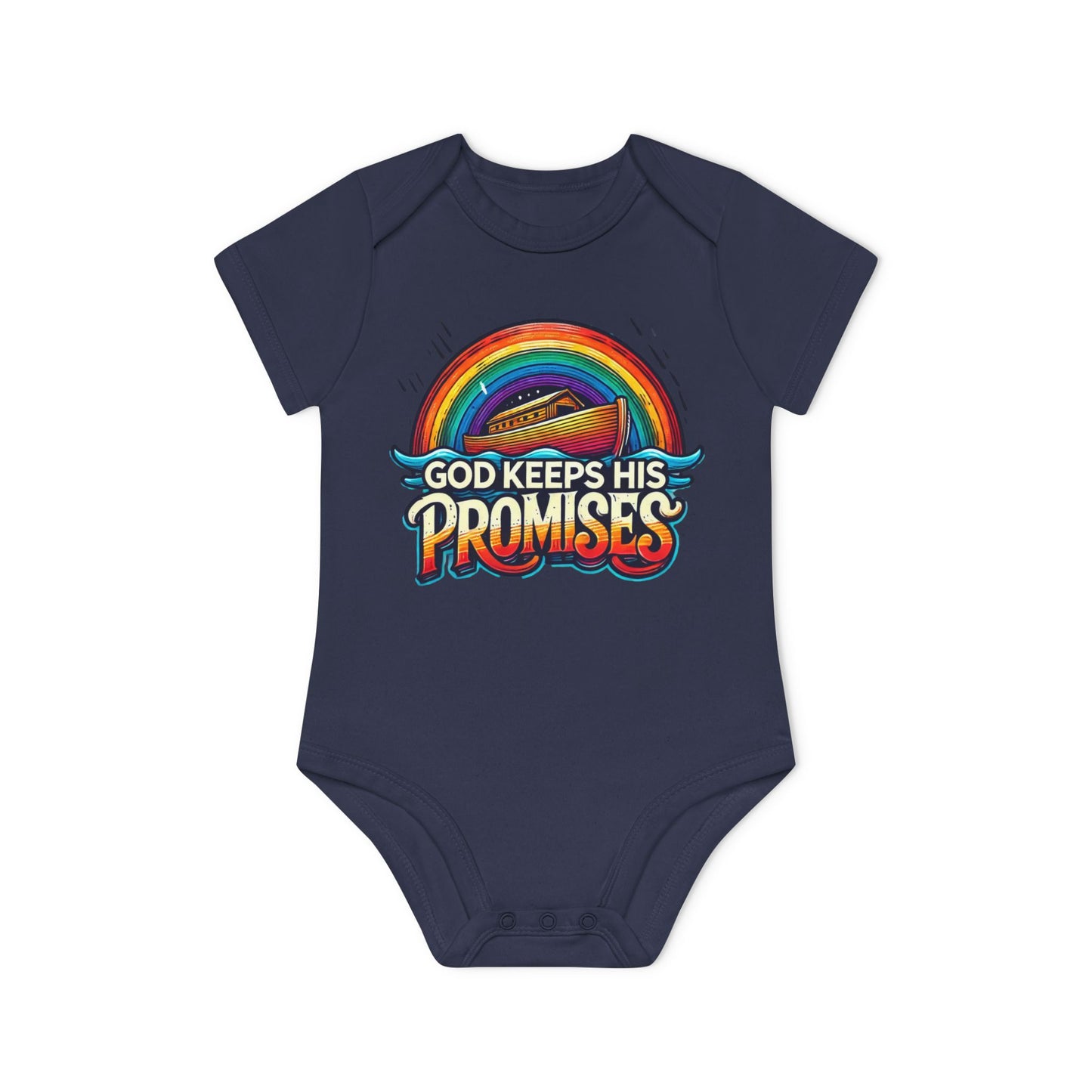 God Keeps His Promises Baby Organic Bodysuit - Rainbow Design