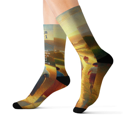 Inspirational Psalms Sublimation Socks - Unique Artistic Design for Faith and Comfort