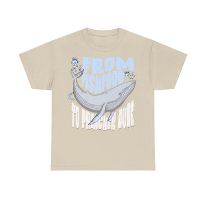 Whale-Themed Unisex Heavy Cotton Tee - 'From Fishfood' Vintage Graphic Tee