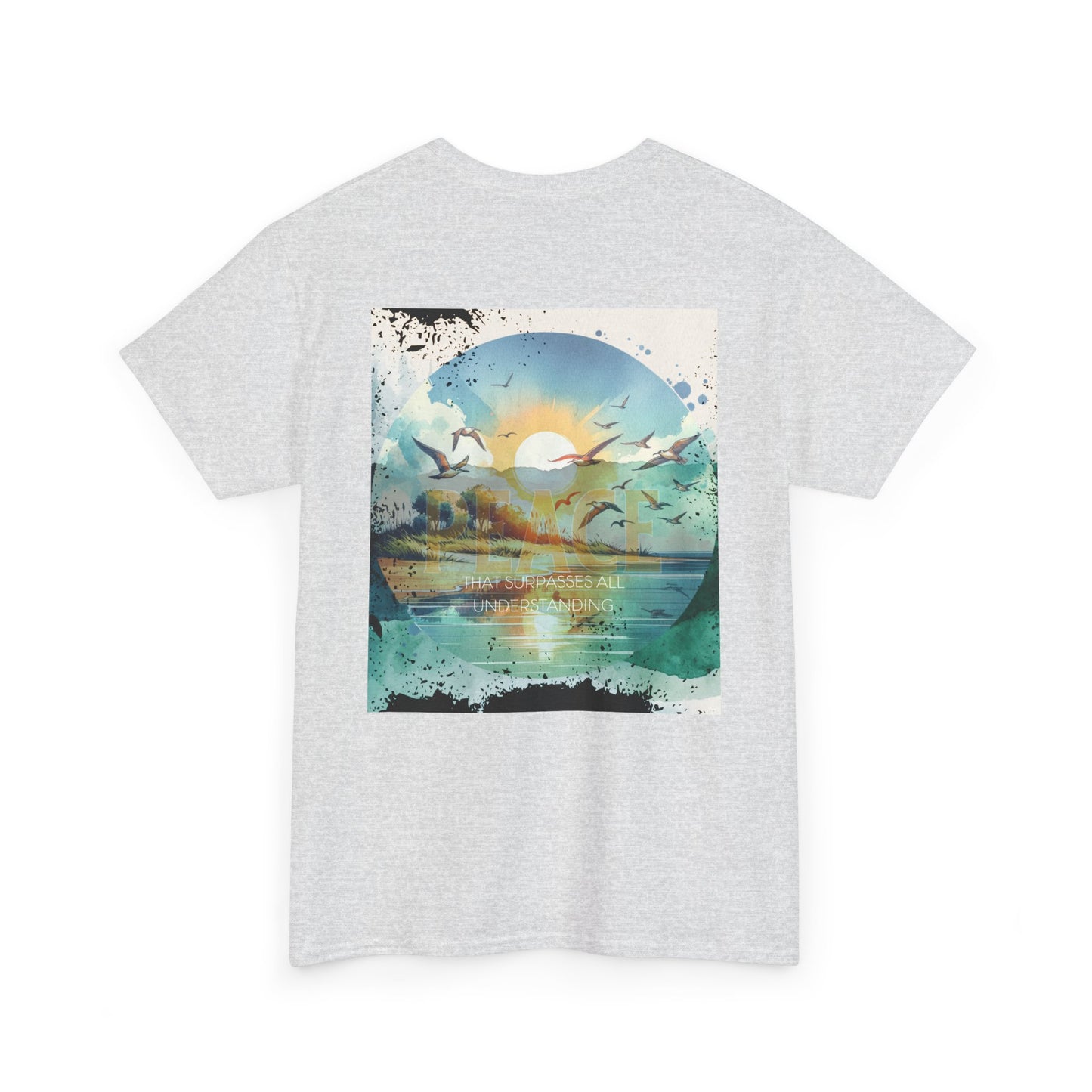 Nature-Inspired Unisex Heavy Cotton Tee with Scenic Graphic