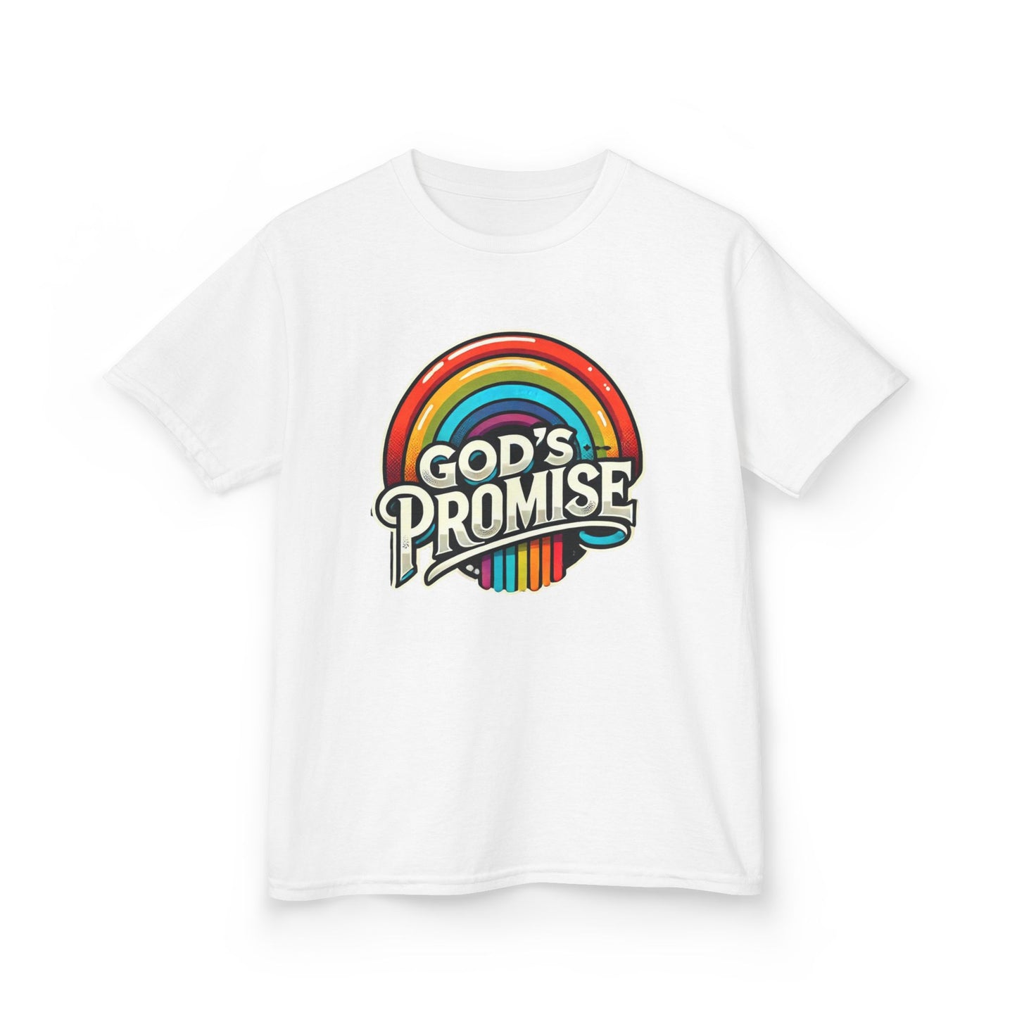 Kids Heavy Cotton Tee - God's Promise Rainbow T-Shirt