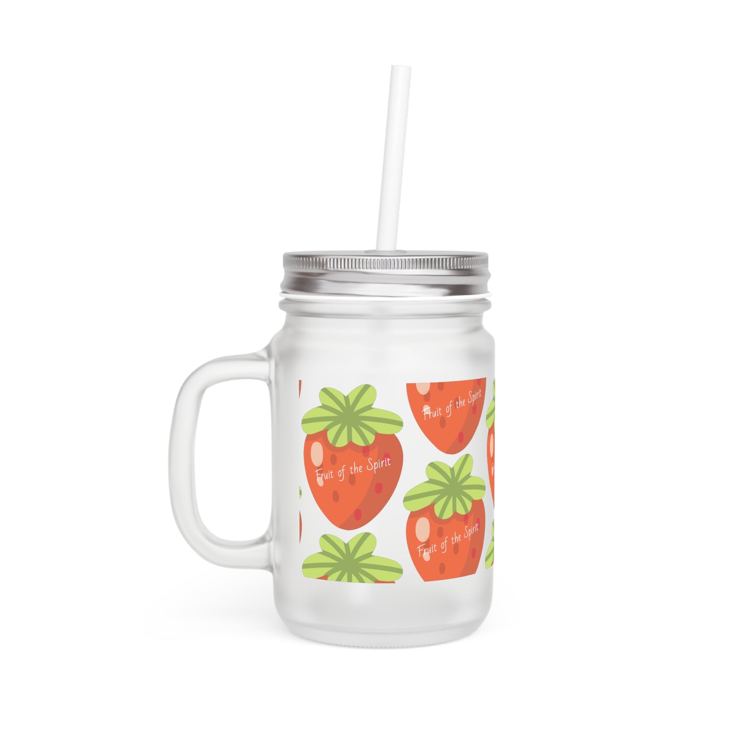 Strawberry-Themed Mason Jar with Straw - Perfect for Summer Drinks