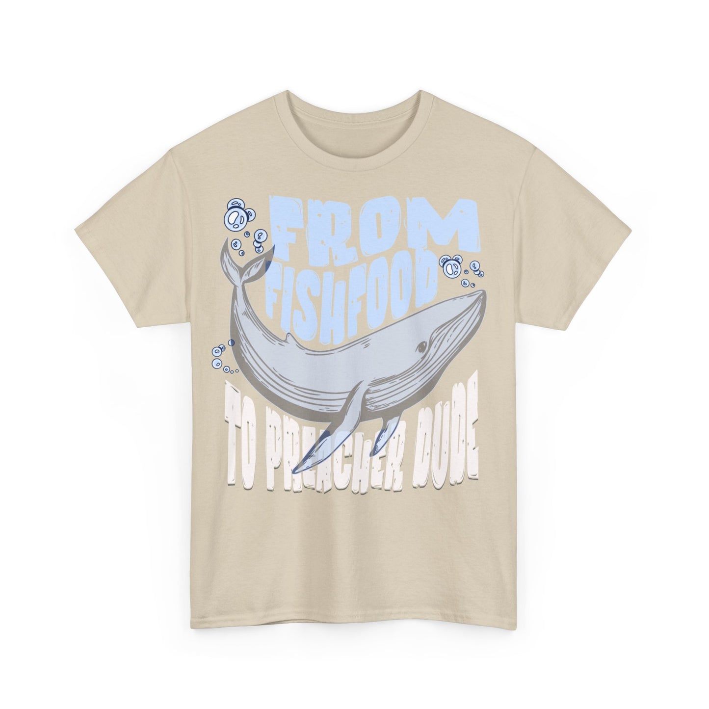 Whale-Themed Unisex Heavy Cotton Tee - 'From Fishfood' Vintage Graphic Tee