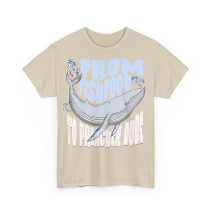 Whale-Themed Unisex Heavy Cotton Tee - 'From Fishfood' Vintage Graphic Tee