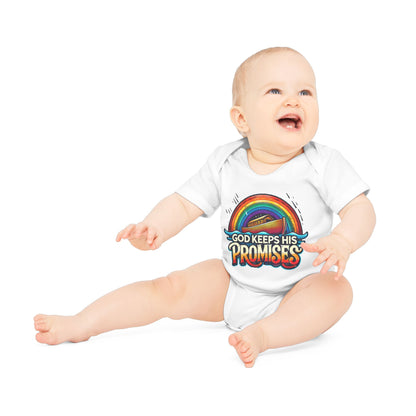 God Keeps His Promises Baby Organic Bodysuit - Rainbow Design