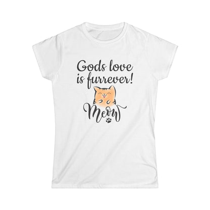 Women&#039;s Cat Lover Tee - &#039;God&#039;s Love is Furr Ever!&#039; Cute and Comfortable T-Shirt