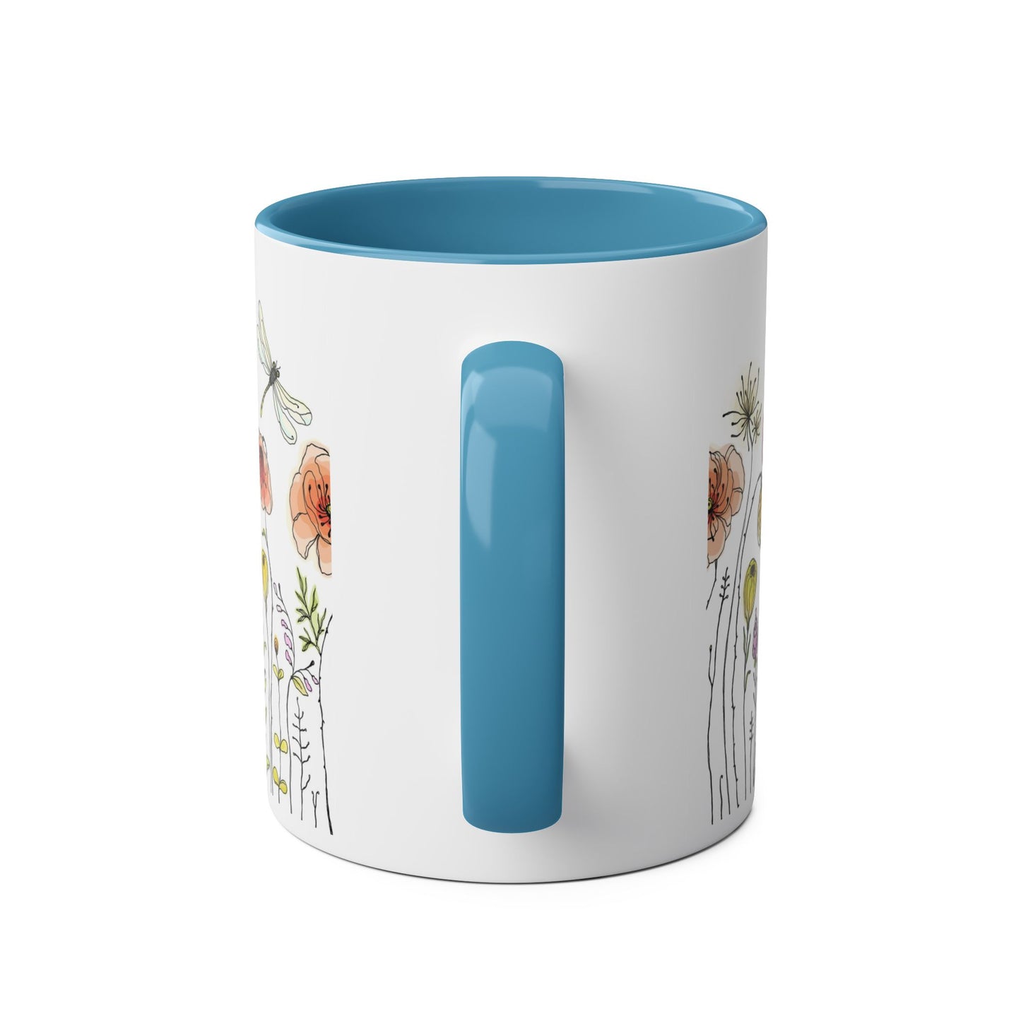 Whimsical Floral Two-Tone Coffee Mug | 11oz | Perfect Gift for Nature Lovers