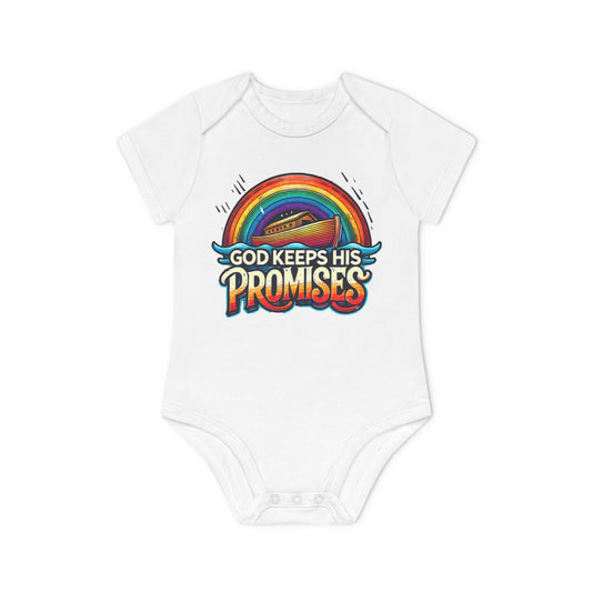 God Keeps His Promises Baby Organic Bodysuit - Rainbow Design